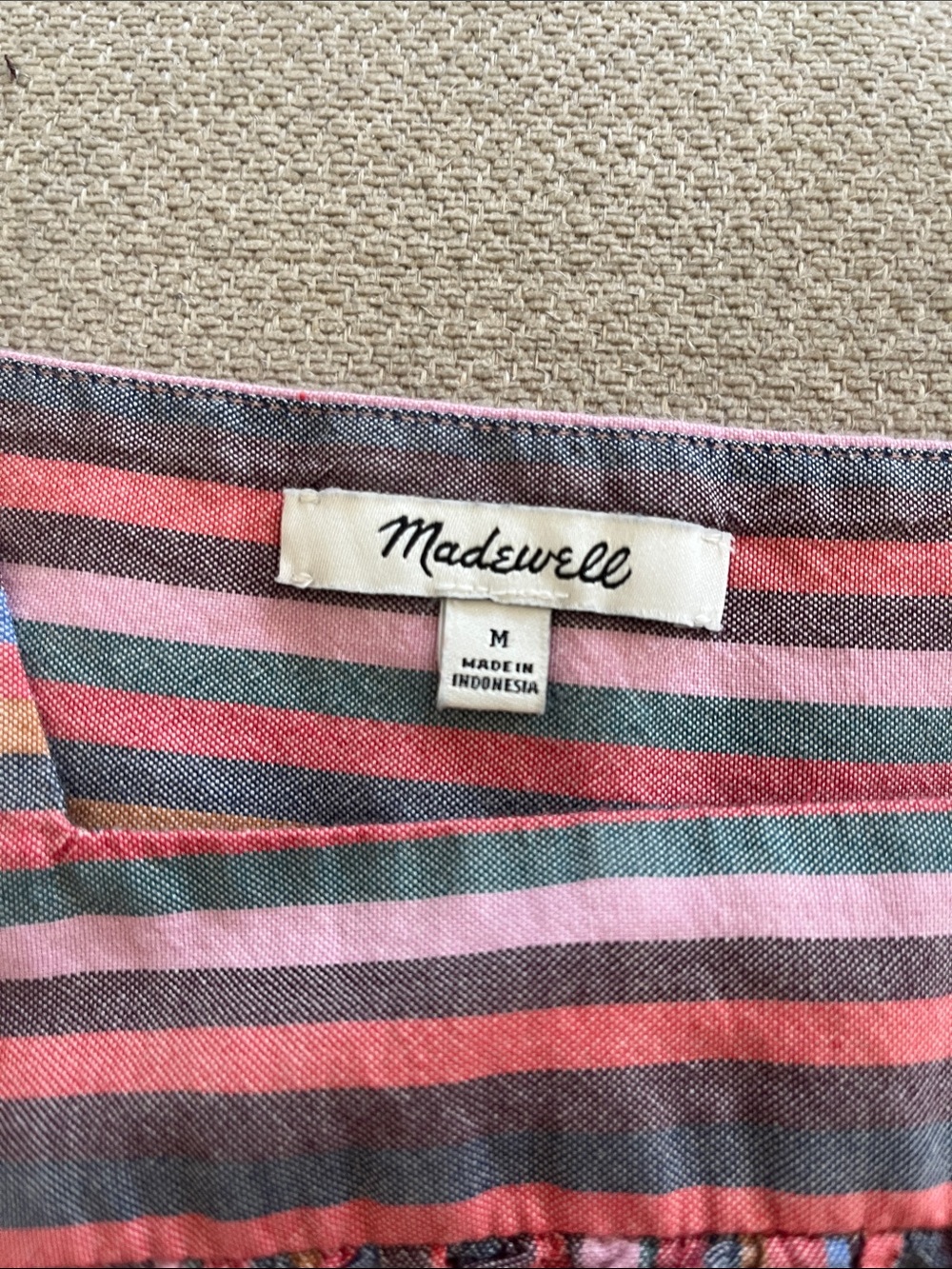 Madewell Multi-Stripe Square-Neck Peasant Top Size medium 100% cotton - Picture 2 of 9